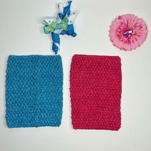 Handmade Baby Girl Silk Crochet Tube Top With Matching Hair Bow - 2 pack - Picture 2 of 2